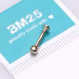 Detail View 2 of 14 Karat Gold Gem Ball Top Flat Back Stud Labret-Clear Gem