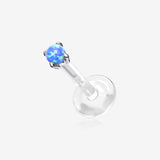 14 Karat White Gold Fire Opal Prong Set Top Bio-Flex Labret