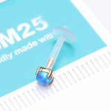 Detail View 2 of 14 Karat Gold Fire Opal Prong Set Top Bio-Flex Labret-Blue Opal