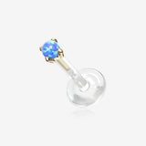 14 Karat Gold Fire Opal Prong Set Top Bio-Flex Labret
