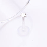 Detail View 1 of 14 Karat White Gold Star Plate Top Bio-Flex Labret