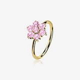 14 Karat Gold Brilliant Sparkle Spring Flower Bendable Hoop Ring