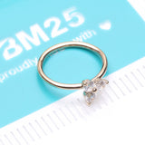 Detail View 4 of 14 Karat Gold Brilliant Trinity Sparkle Bendable Hoop Ring-Clear Gem