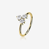 14 Karat Gold Brilliant Trinity Sparkle Bendable Hoop Ring
