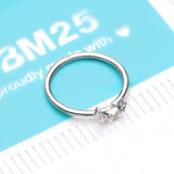 Detail View 4 of 14 Karat White Gold Brilliant Sparkle Crescent Moon Bendable Hoop Ring-Clear Gem