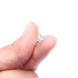 Detail View 3 of 14 Karat White Gold Brilliant Fire Opal Dainty Butterfly Bendable Hoop Ring-White Opal