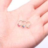 Detail View 3 of 14 Karat Gold Brilliant Fire Opal Dainty Butterfly Bendable Hoop Ring-Pink Opal