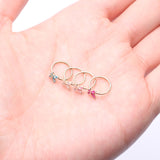 Detail View 3 of 14 Karat Gold Brilliant Sparkle Dainty Butterfly Bendable Hoop Ring-Pink