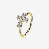 14 Karat Gold Brilliant Sparkle Cross Bendable Hoop Ring