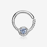 14 Karat White Gold Twisted Rope Sparkle Bendable Hoop Ring