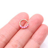 Detail View 2 of 14 Karat Gold Fire Opal Prong Set Lined Bendable Hoop Ring-Pink