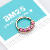 Detail View 4 of 14 Karat Gold Fire Opal Prong Set Lined Bendable Hoop Ring-Pink