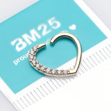 Detail View 2 of 14 Karat Gold Journey Sparkles Heart Bendable Hoop Ring-Clear Gem