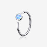 14 Karat White Gold Bezel Set Fire Opal Bendable Hoop Ring