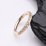 Detail View 1 of 14 Karat Gold Brilliant Sparkle Gems Lined Clicker Hoop Ring-Clear Gem