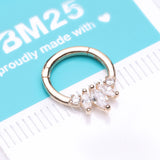Detail View 2 of 14 Karat Gold Marquise Floral Sparkle Clicker Hoop Ring-Clear Gem