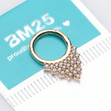 Detail View 2 of 14 Karat Gold Shimmering Sparkles Array Seamless Clicker Hoop Ring-Clear Gem