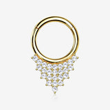 14 Karat Gold Shimmering Sparkles Array Seamless Clicker Hoop Ring