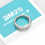 Detail View 2 of 14 Karat White Gold Brilliant Sparkle Double Lined Gems Seamless Clicker Hoop Ring-Clear Gem