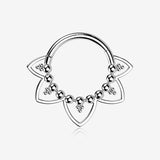 14 Karat White Gold Royal Bali Floral Seamless Clicker Hoop Ring