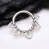 Detail View 1 of 14 Karat White Gold Royal Bali Floral Seamless Clicker Hoop Ring