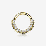 14 Karat Gold Royal Bali Beads Arc Sparkle Seamless Clicker Hoop Ring