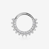 14 Karat White Gold Double Lined Brilliant Sparkle Seamless Clicker Hoop Ring