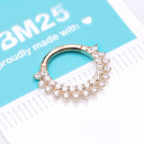 Detail View 2 of 14 Karat Gold Double Lined Brilliant Sparkle Seamless Clicker Hoop Ring-Clear Gem