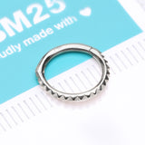Detail View 2 of 14 Karat White Gold Pyramid Studded Geometric Seamless Clicker Hoop Ring