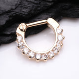 Detail View 1 of 14 Karat Gold Sparkle Multi-Gem Clicker Hoop Ring