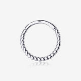 14 Karat White Gold Classic Rope Clicker Hoop Ring