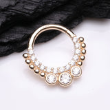 Detail View 1 of 14 Karat Gold Bali Studded Sparkle Seamless Clicker Hoop Ring-Clear Gem