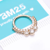 Detail View 2 of 14 Karat Gold Bali Studded Sparkle Seamless Clicker Hoop Ring-Clear Gem