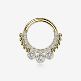 14 Karat Gold Bali Studded Sparkle Seamless Clicker Hoop Ring