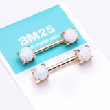 Detail View 2 of A Pair of 14 Karat White Gold Prong Set Gem Sparkle Nipple Barbell-Clear Gem