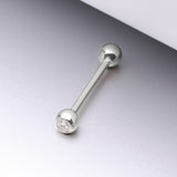 Detail View 1 of 14 Karat White Gold Gem Ball Top Barbell-Clear Gem