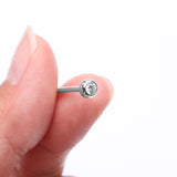 Detail View 3 of 14 Karat White Gold Gem Ball Top Barbell-Clear Gem