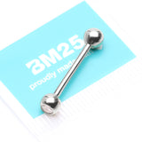 Detail View 4 of 14 Karat White Gold Gem Ball Top Barbell-Clear Gem