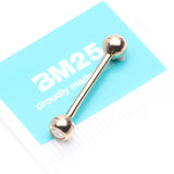 Detail View 4 of 14 Karat Gold Gem Ball Top Barbell-Clear Gem