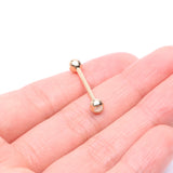 Detail View 3 of 14 Karat Gold Gem Ball Top Barbell-Clear Gem