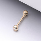 Detail View 1 of 14 Karat Gold Gem Ball Top Barbell-Clear Gem