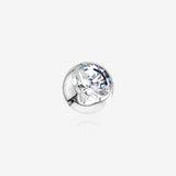 14 Karat White Gold Threaded Solid Gem Ball Top Part