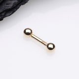 Detail View 1 of 14 Karat Gold OneFit Threadless Ball Top Barbell