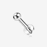 14 Karat White Gold OneFit Threadless Dome Top Flat Back Stud Labret