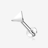 14 Karat White Gold OneFit Threadless Flat Triangle Top Flat Back Stud Labret