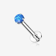 14 Karat White Gold OneFit Threadless Prong Set Fire Opal Top Flat Back Stud Labret