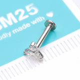 Detail View 2 of 14 Karat White Gold OneFit Threadless Trinity Sparkle Flat Back Stud Labret-Clear Gem