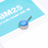 Detail View 2 of 14 Karat White Gold OneFit Threadless Bezel Fire Opal Front Facing Part-Blue Opal