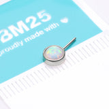 Detail View 2 of 14 Karat White Gold OneFit Threadless Bezel Fire Opal Front Facing Part-White Opal