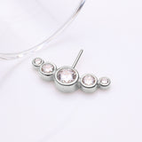 Detail View 1 of 14 Karat White Gold OneFit Threadless Journey Bubble Sparkle Front Facing Part-Clear Gem
